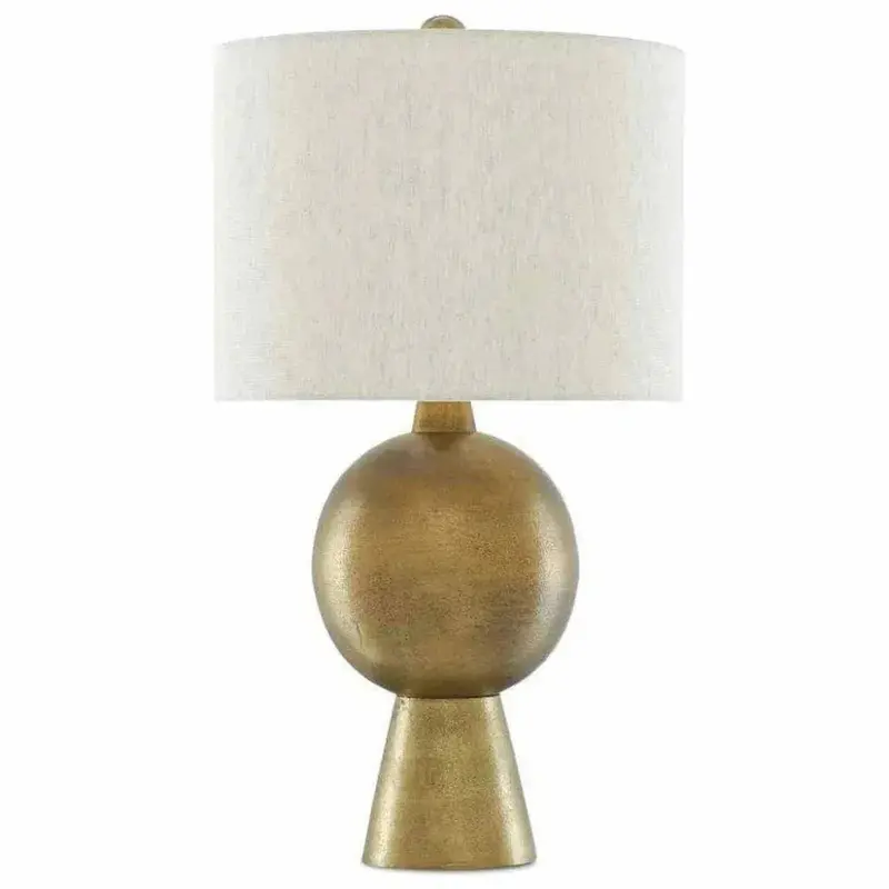 Antique Brass Rami Table Lamp With Geometric Brass Shade 1