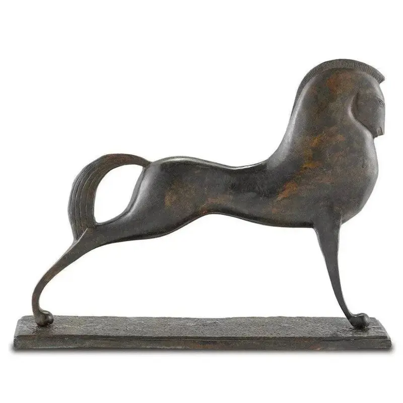 Antique Green Assyrian Horse Bronze Statue 1