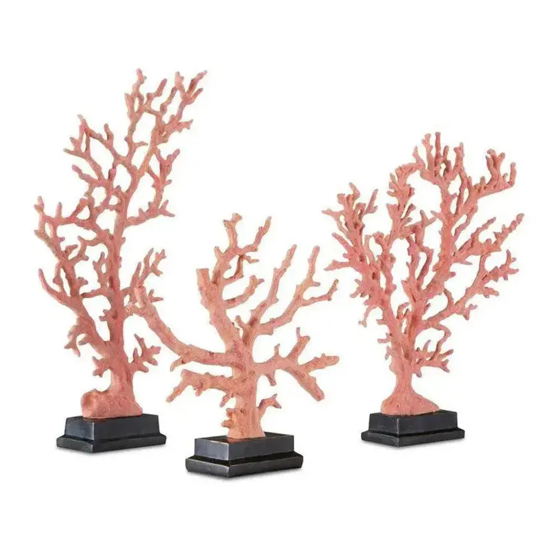 Antique Red Coral Branch Display – Set Of Three 1