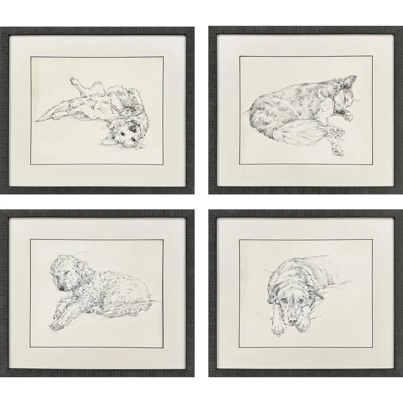 Antique-Style Dog Sketch Wall Art Collection (4 Pieces) 1