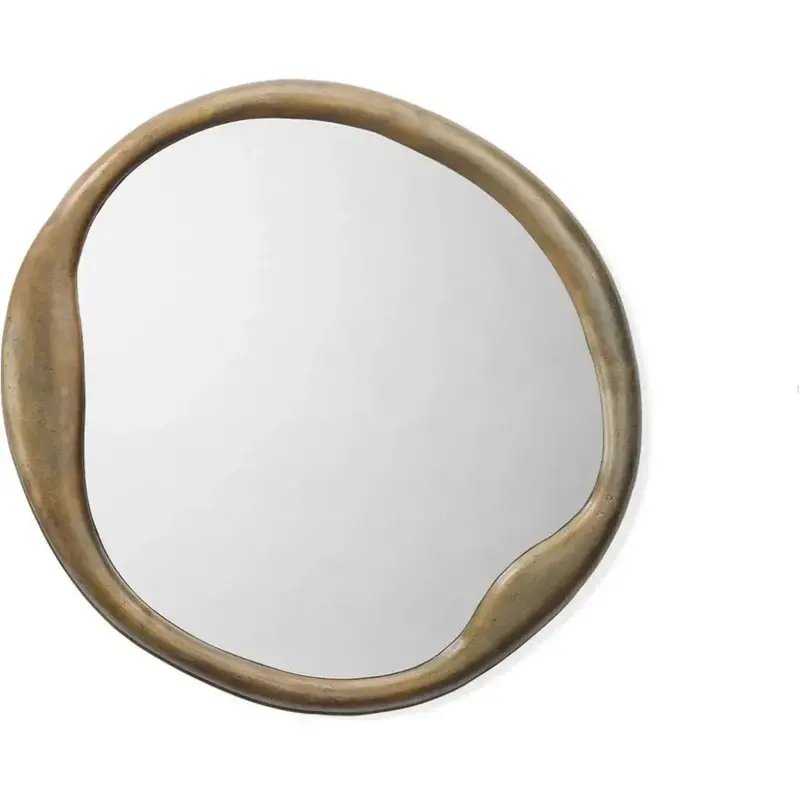 Antique-Style Organic Round Mirror – Distressed Natural Frame 1