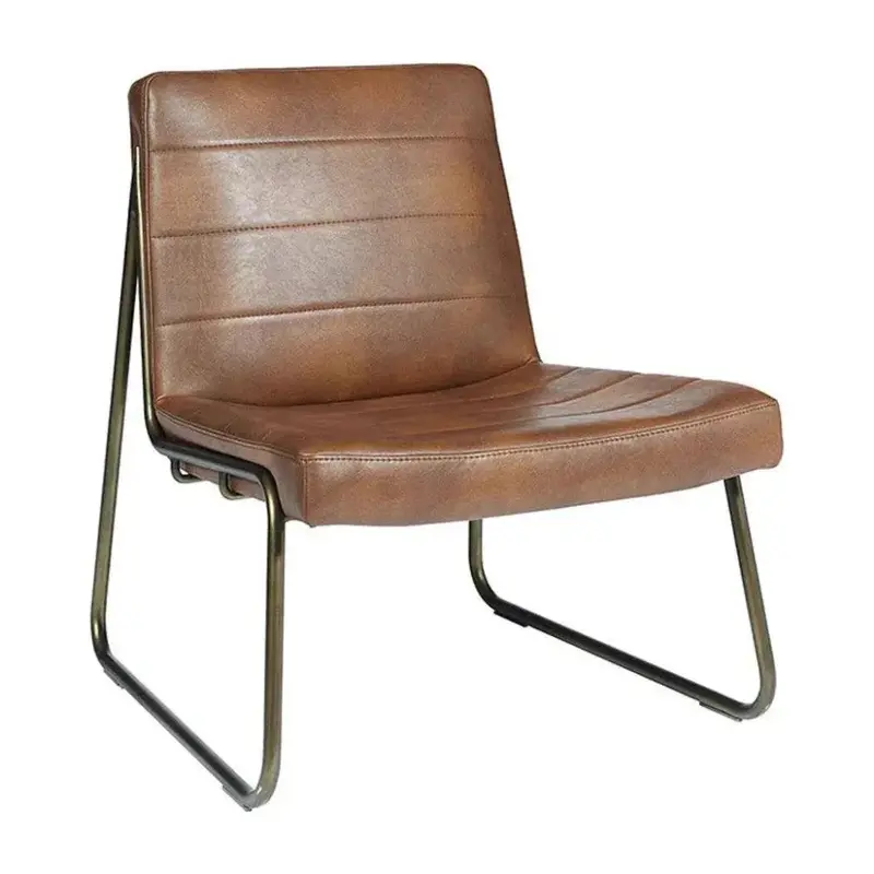 Anton Leather Armless Lounge Chair With Modern Minimalist Design 1