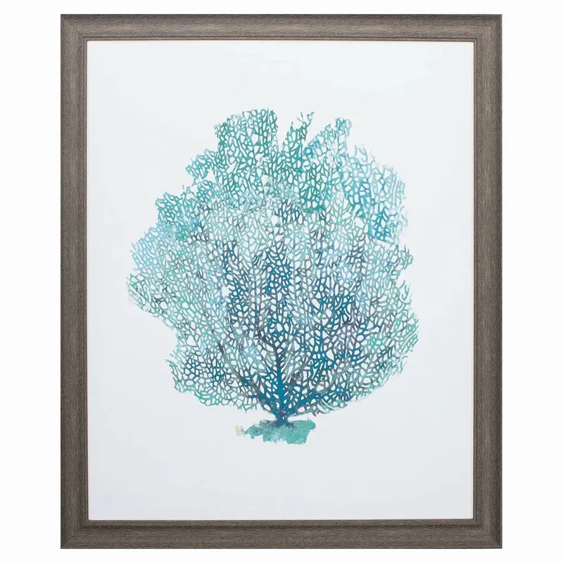 Aqua Coral Design On Rustic Wood Frame 1