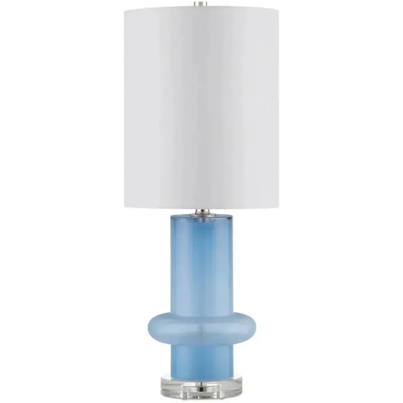Aquaviva Cobalt Blue Glass And Polished Metal Table Lamp 1