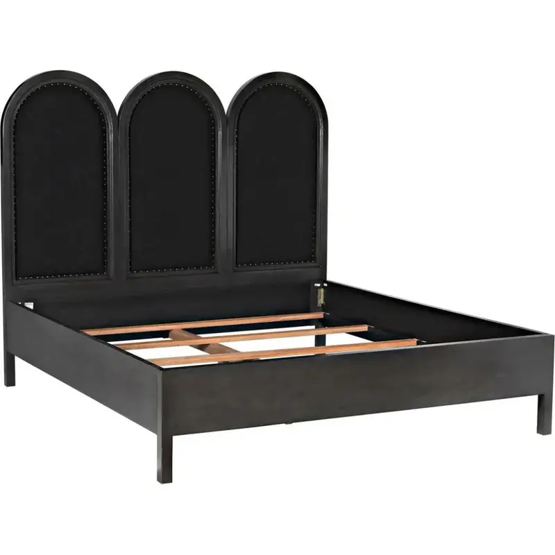 Architectural Black Arch Bed Frame – Geometric Wooden Design 1