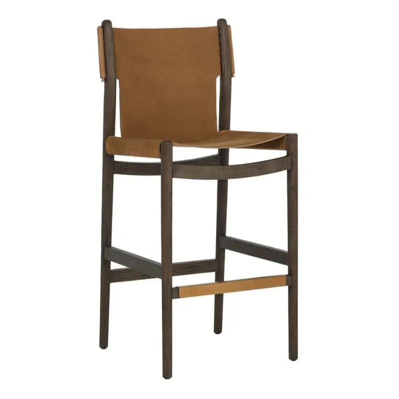 Argus Caramel Nubuck Leather Barstool With Refined Detailing 1