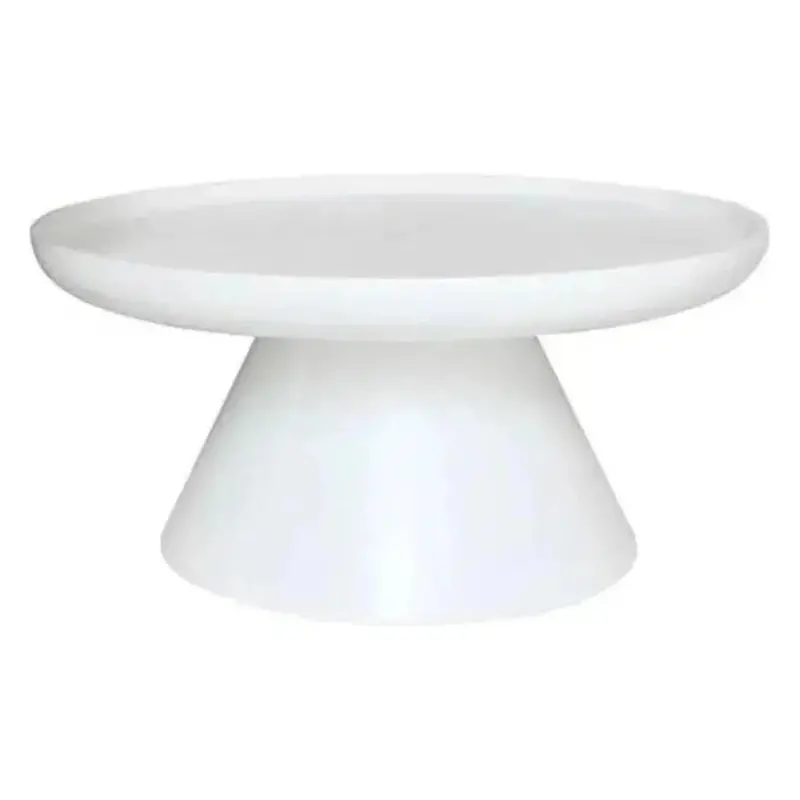 Aria Resin Round Coffee Table – Glossy White Contemporary Style 1