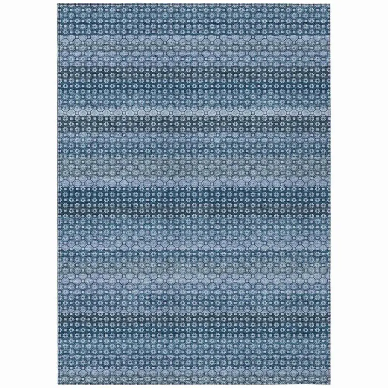 Ariaelle Blue Low-Pile Washable Indoor/Outdoor Rug 2