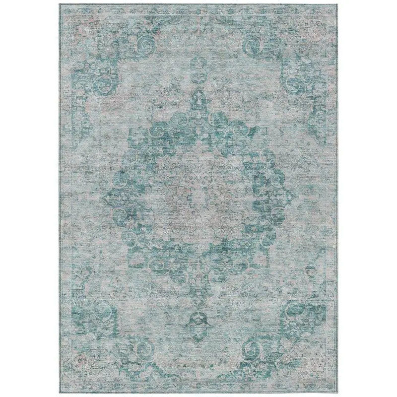 Arienne Teal Weather-Resistant Indoor/Outdoor Rug 2