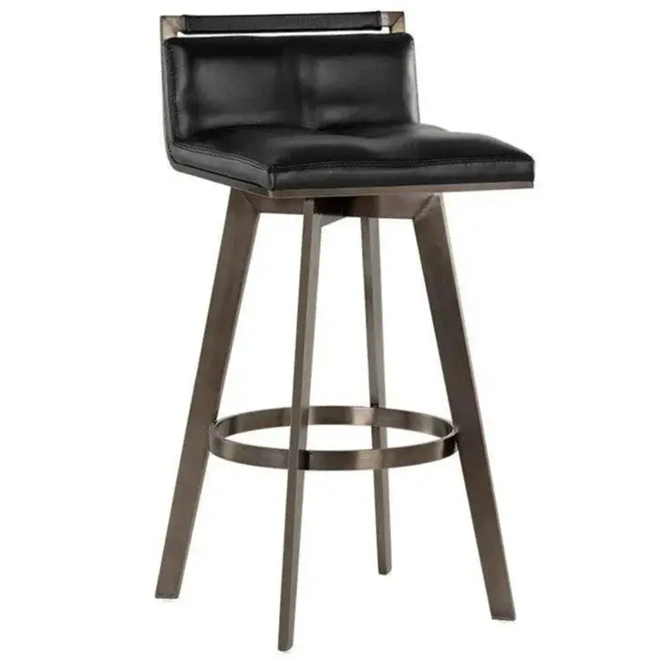 Arizona Swivel Barstool With Leather Seat And Footrest 1