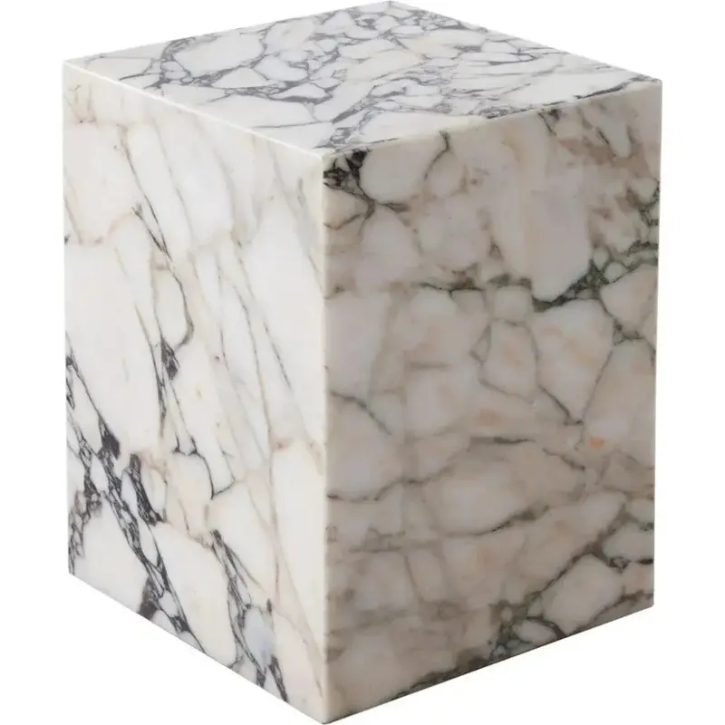 Ark Viola Marble Square Pedestal End Table – Elegant Stone Design 1