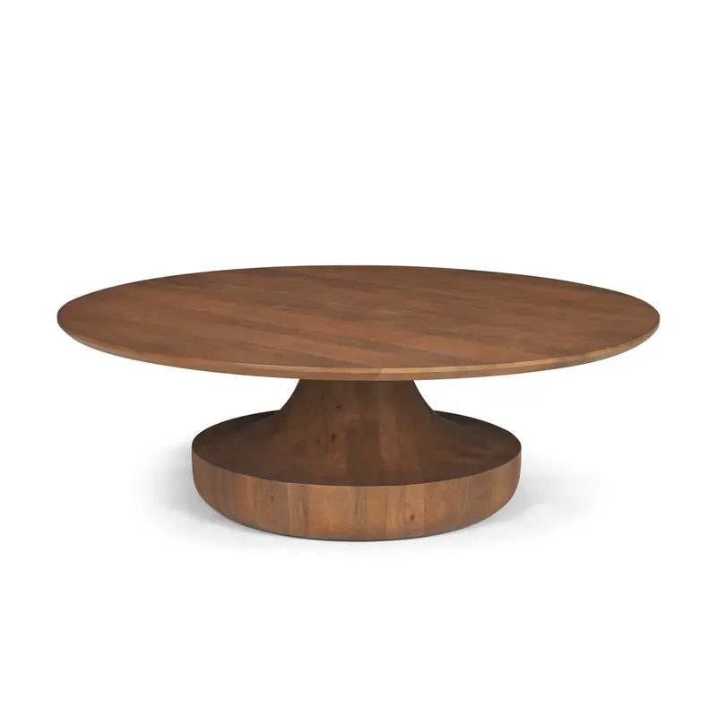 Arno Sculptural Round Coffee Table – Solid Wood With Organic Contours 1