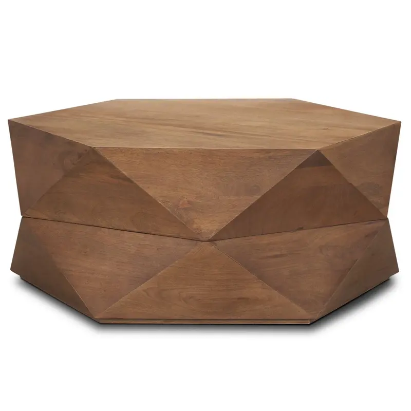 Arreto Hexagonal Wooden Coffee Table – Unique Geometric Design 1