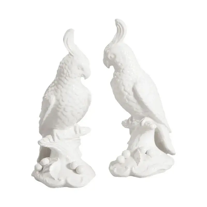 Artisan-Finished Cockatoo Ceramic Sculpture 1