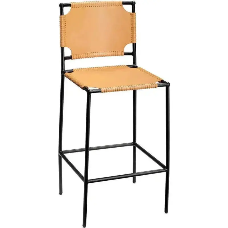 Asher Bar Stool – Full-Grain Leather Upholstery, 30-Inch Counter Height 1