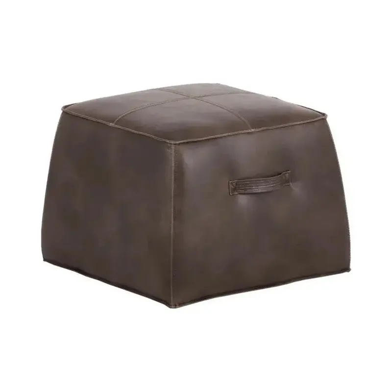 Aspen Premium Leather Square Floor Ottoman 1