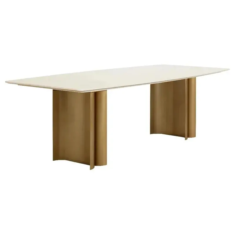 Astara Rectangular Dining Table With Natural Cream Marble Top 1