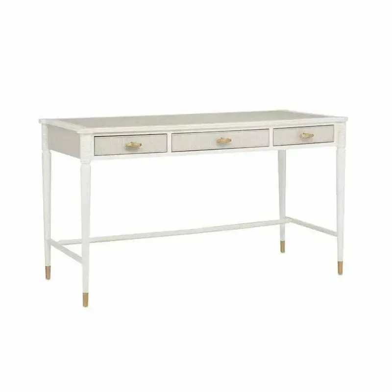 Aster Desk With White Fog Finish And Polished Brass Accents – Winterthur Collection 1