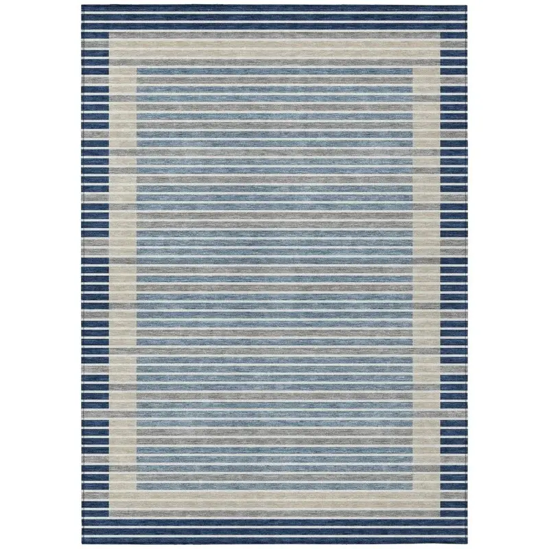 Asymira Blue Fade-Resistant Washable Indoor/Outdoor Rug 2