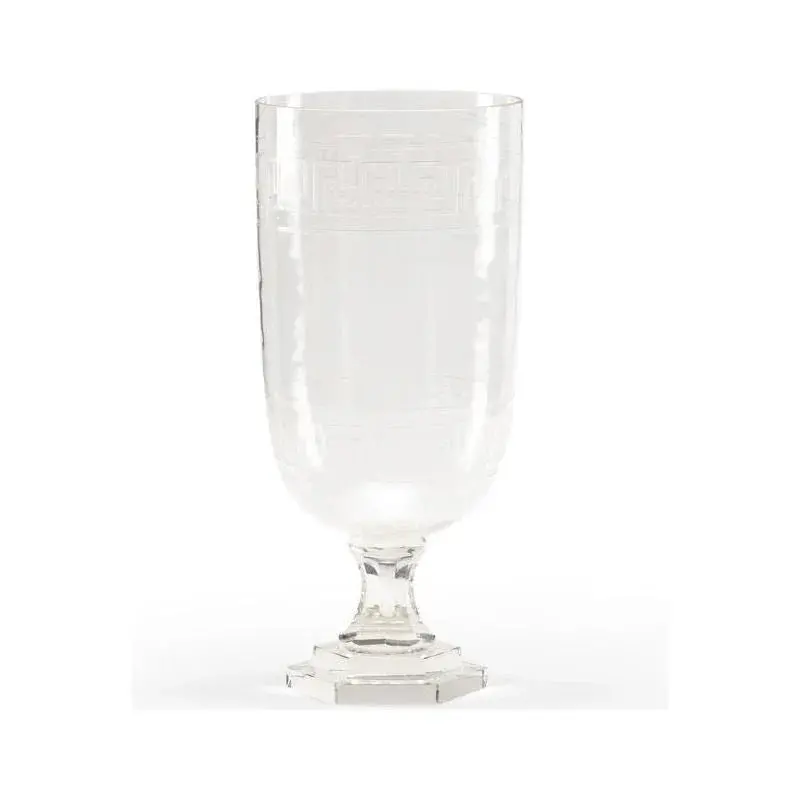 Athena Crystal Hurricane Candleholder – Greek Key Pattern Glass Fixture 1