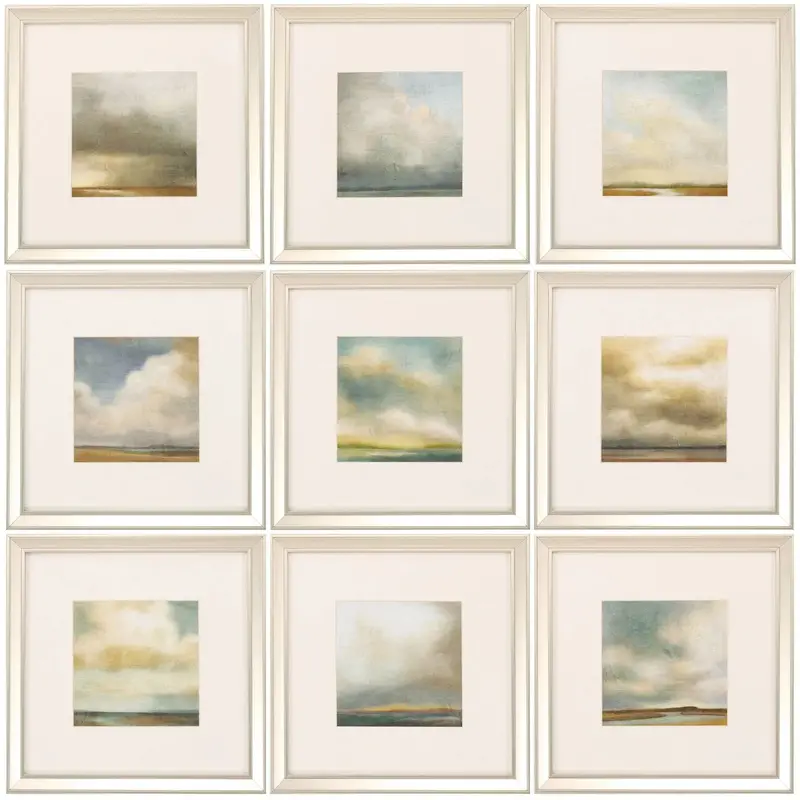Atmosphere-Themed Framed Wall Art – 9-Piece Neutral Arrangement 1