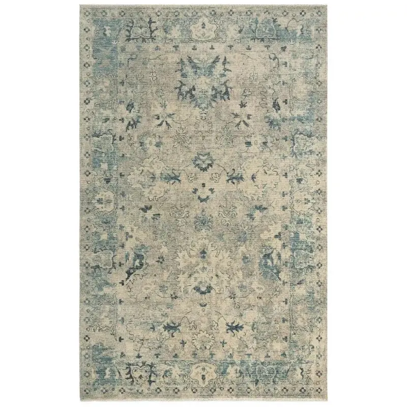 Auda Blue And Beige Floral Living Room Area Rug 1