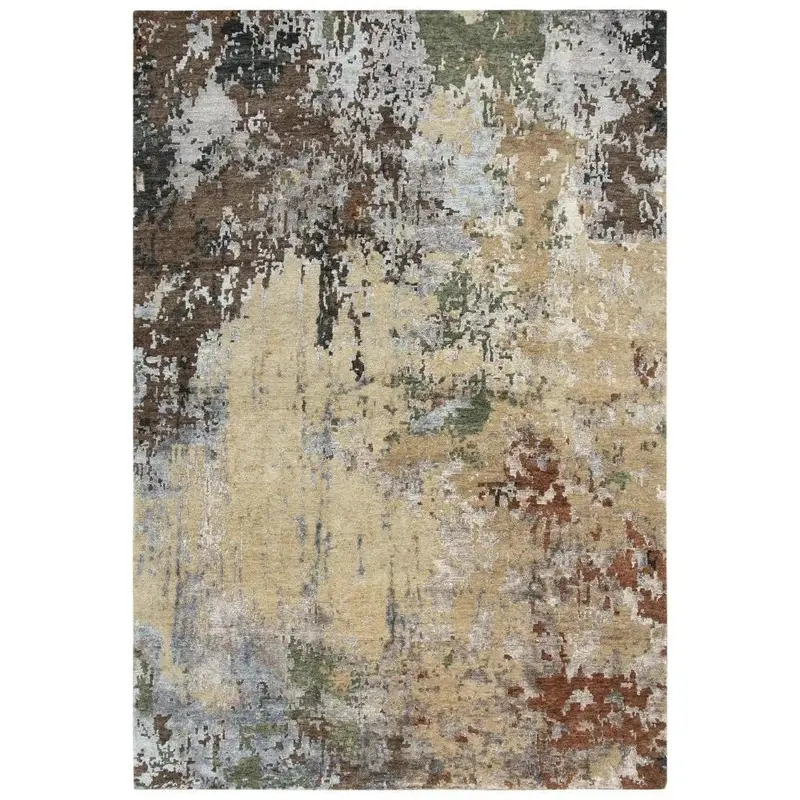 Ausa Brown Abstract Living Room Area Rug 1