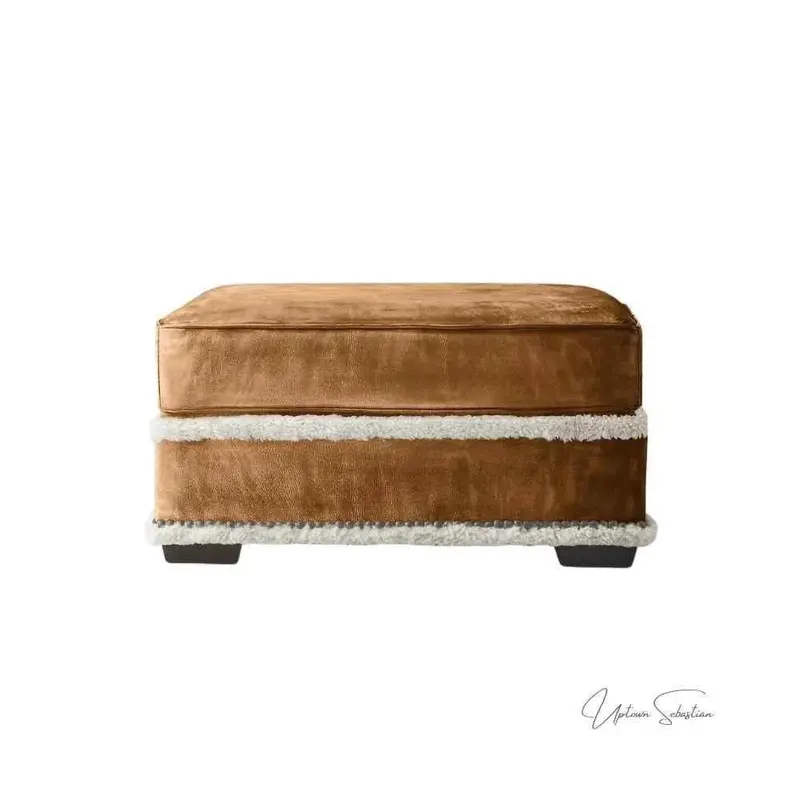 Austin Brown Aniline Leather Ottoman – Benchmade Craftsmanship 1
