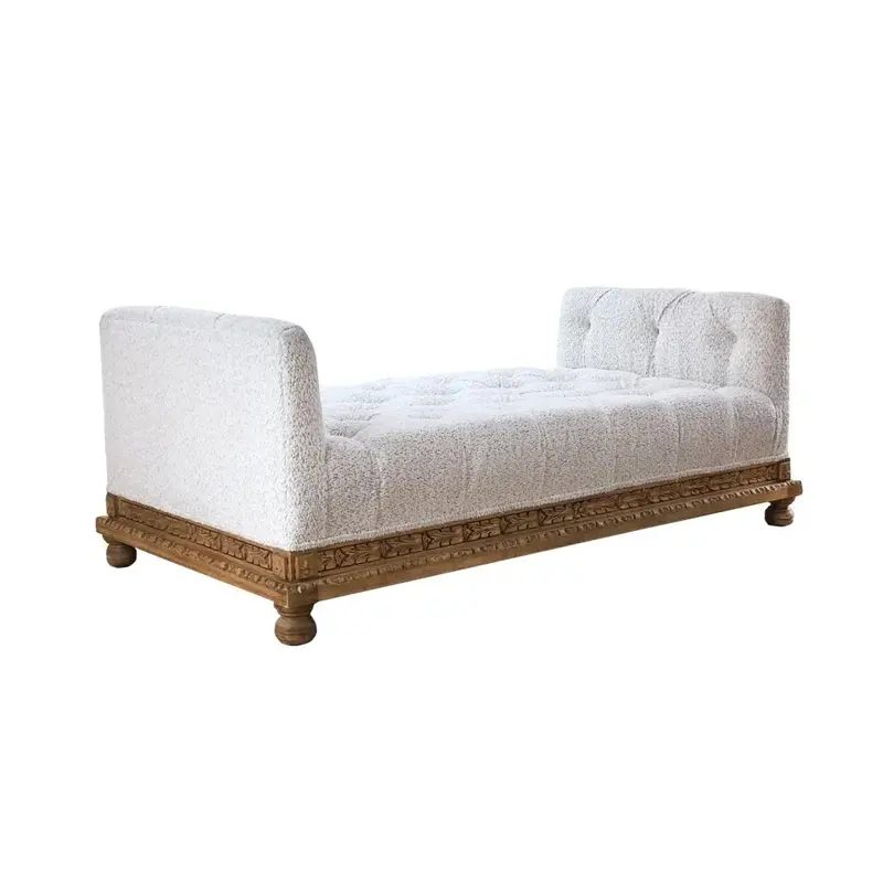 Ava Elegant White Fabric Chaise Lounge 1