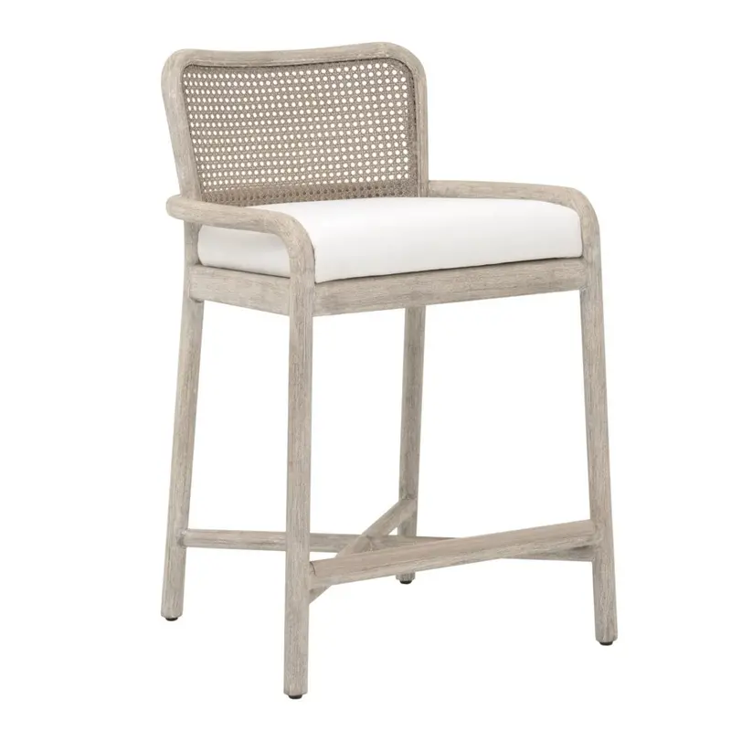 Avalon Woven Cane Back Performance Fabric Counter Stool 1