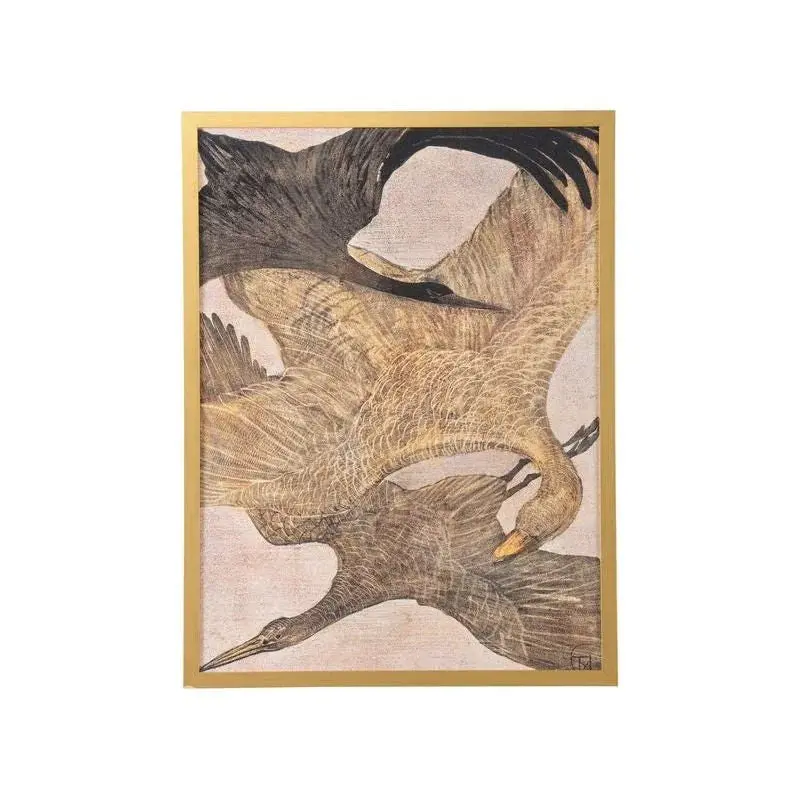 Avian Trio In Flight Art Print With Gold Frame 1