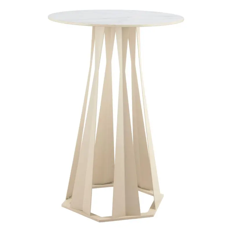 Axis White Bar Table With Faux Marble Top 1