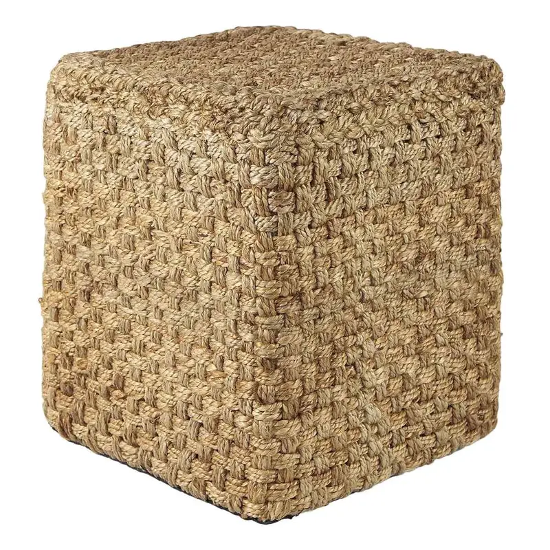 Aylin Light Brown Jute Pouf 1