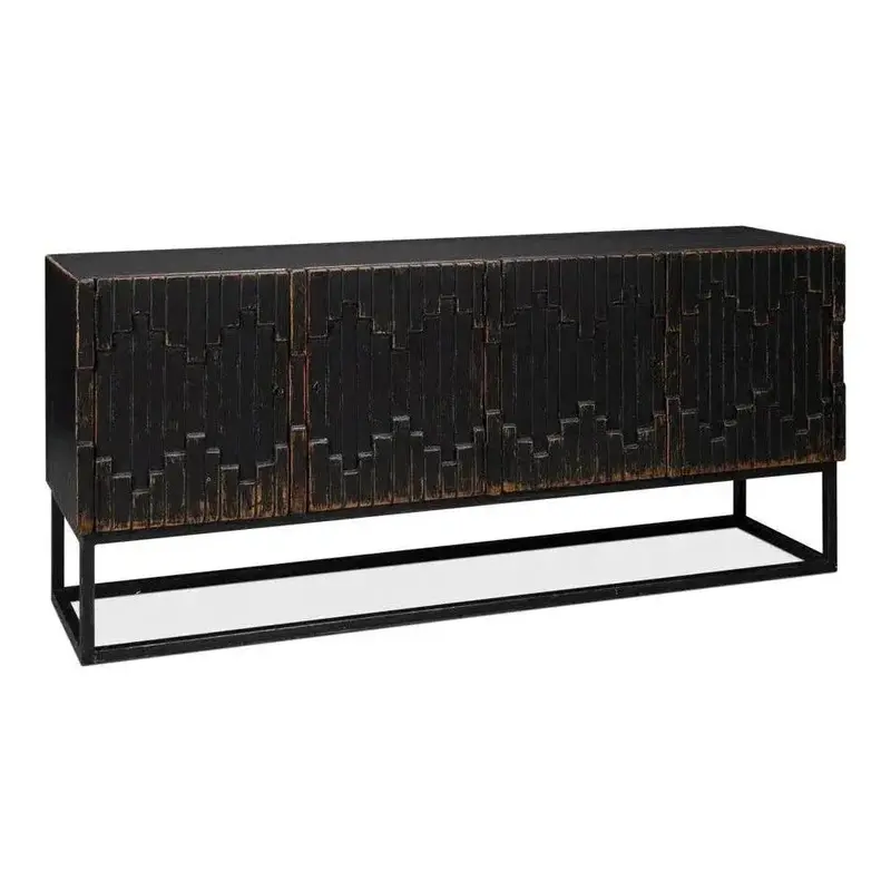 Aztec Wood Black Finished Sideboard 1