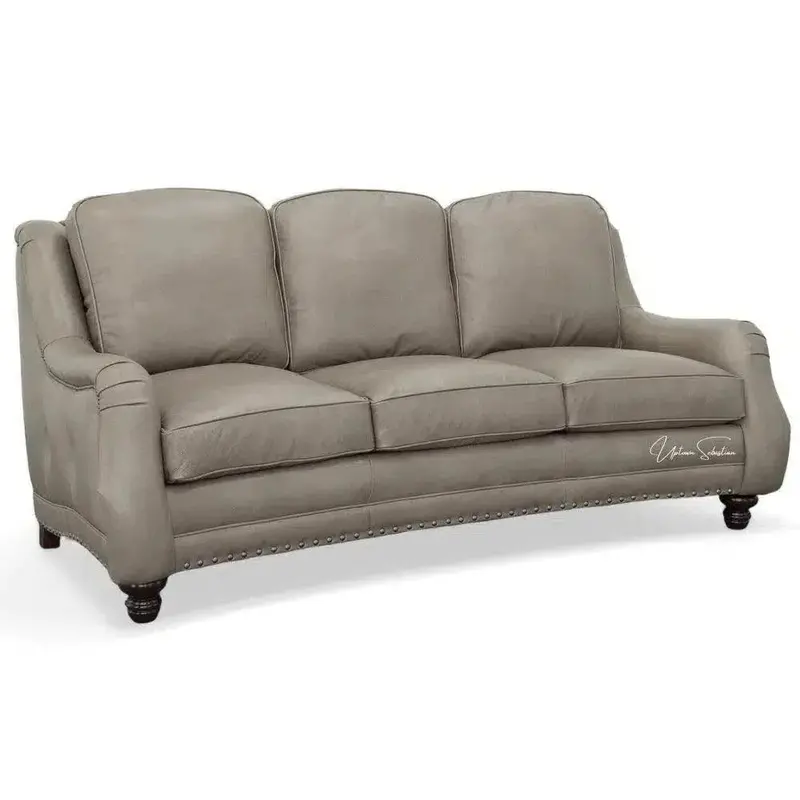 Bach Premium Grey Leather Sofa – Artisan-Built In The Usa 1