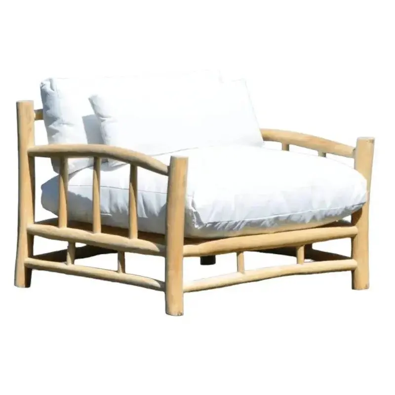 Bali Teak Patio Lounge Chair With Olefin Cushions – All-Weather Outdoor Seating 1