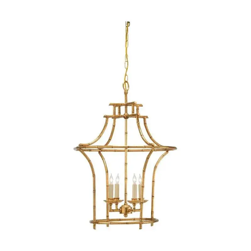 Bamboo-Accent Antique Gold Faux-Wood Chandelier 1