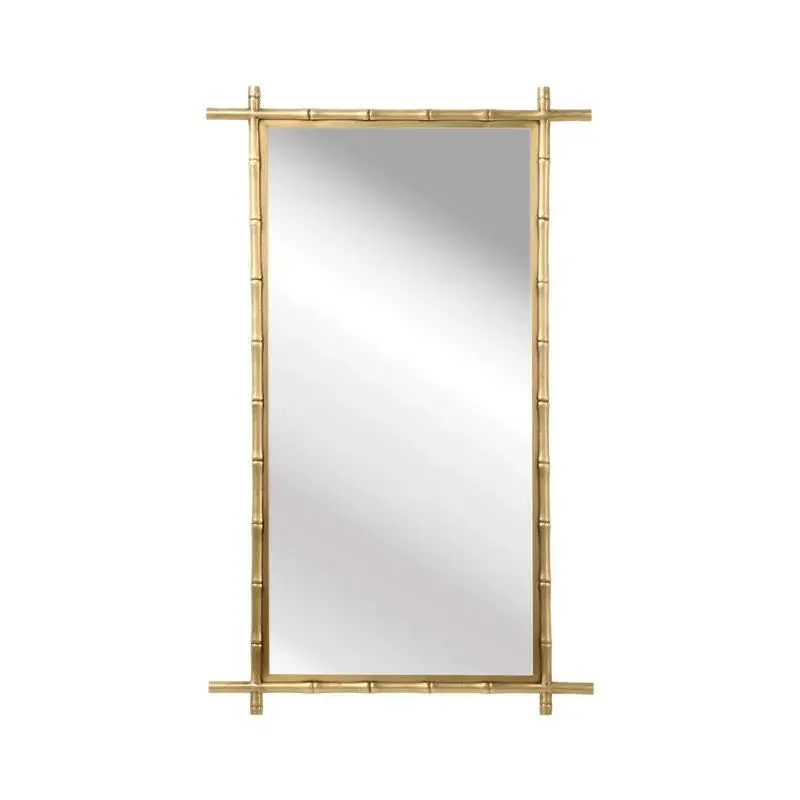 Bamboo-Inspired Brass-Framed Wall Mirror – Organic Elegance 1