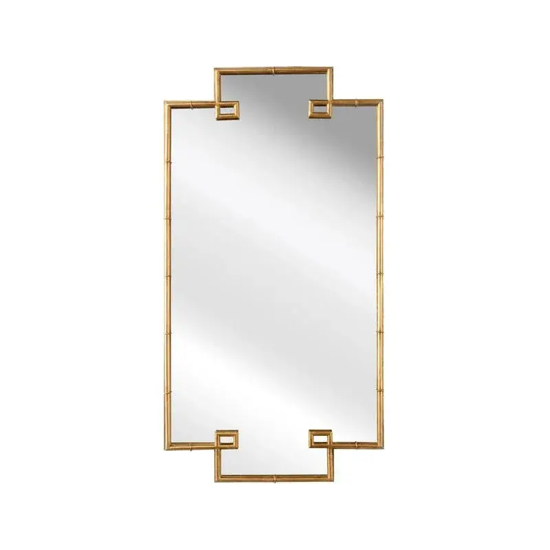 Bamboo-Inspired Metal Wall Mirror – Rectangular Woven-Texture Frame 1