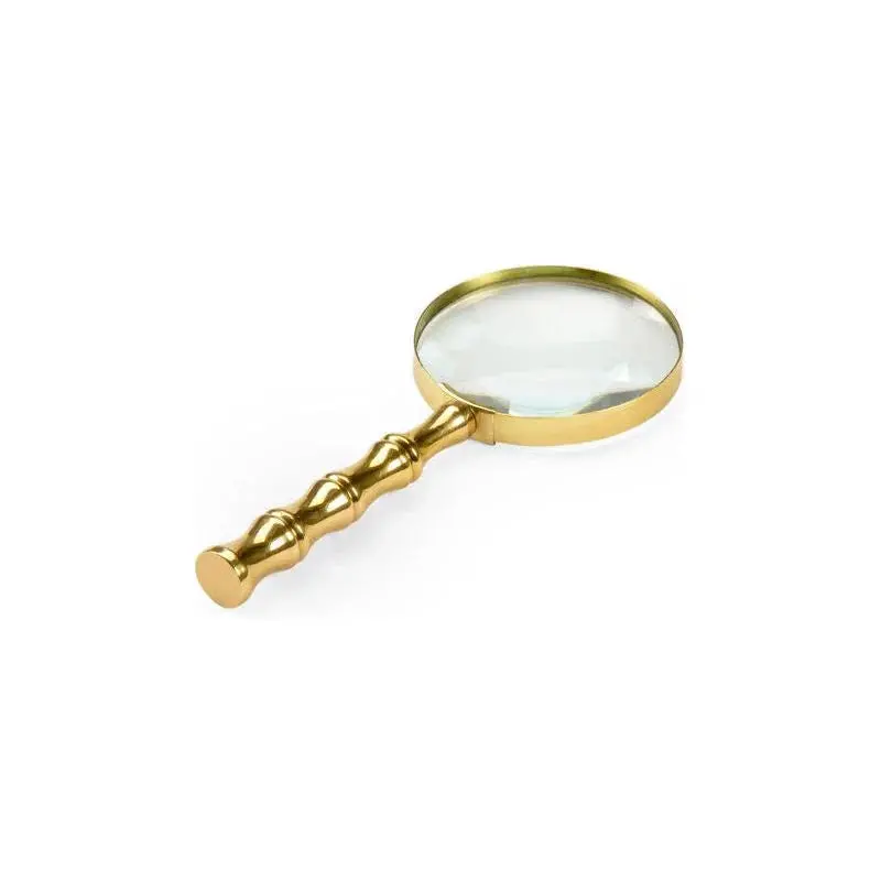 Bamboo-Themed Magnifier Sculpture In Polished Brass 1