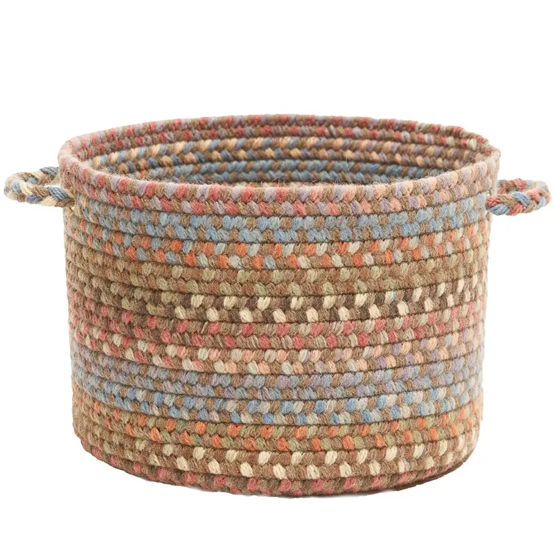 Bar Harbor Wool-Top Braided Decorative Basket 1
