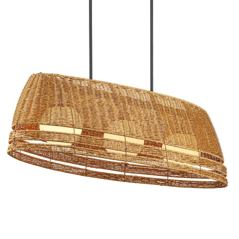 Barbary Oval Wicker Outdoor Chandelier – Weather-Resistant Design 1
