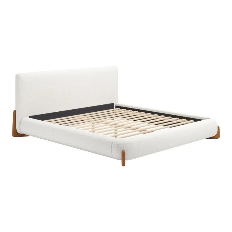 Baris Ivory Textured Upholstered Bed Frame 1