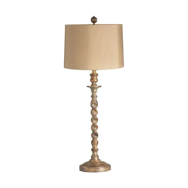 Barley Twist Buffet-Style Carved Wood Table Lamp 1