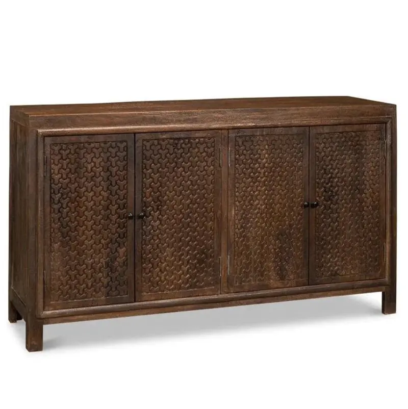 Battle Chainmail-Inspired Four-Door Sideboard With Textured Wood Doors 1
