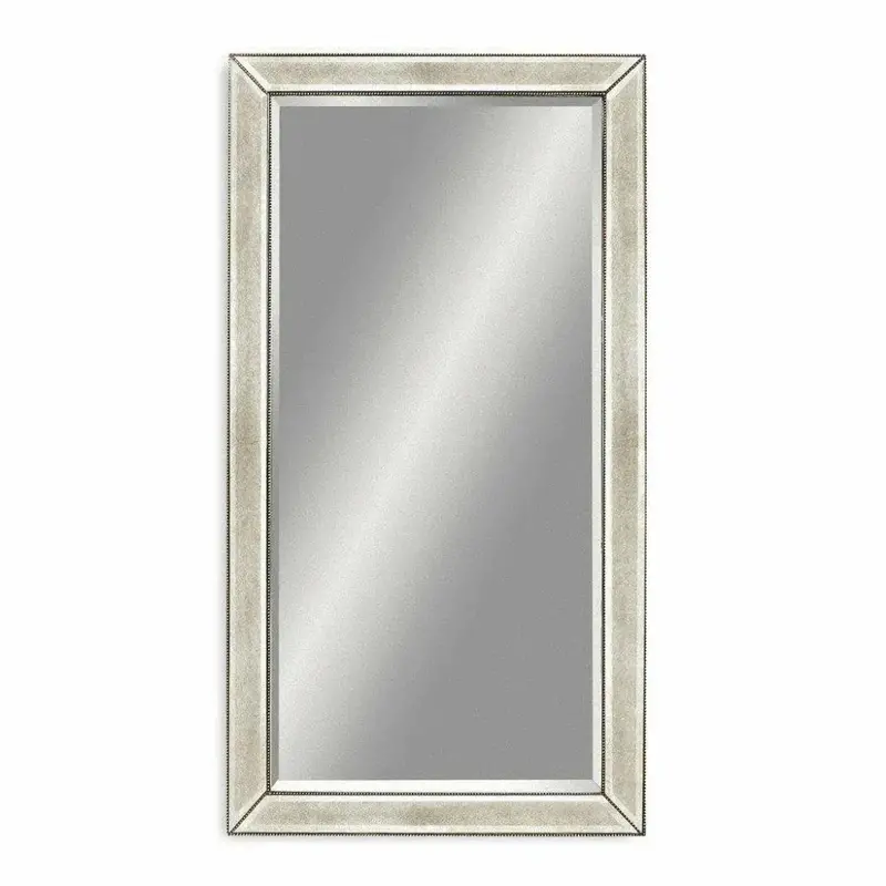 Beaded Antique-Finish Leaner Floor Mirror – 79-Inch Rectangular Profile 1