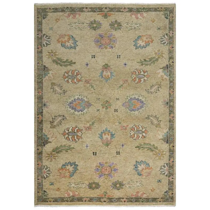 Beige Floral Large Area Rug For Living Room 1