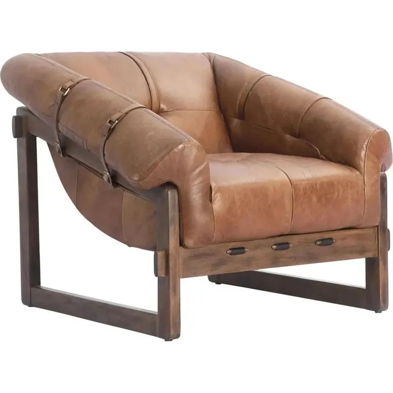Bellos Brown Accent Chair With Textured Grain Upholstery 1
