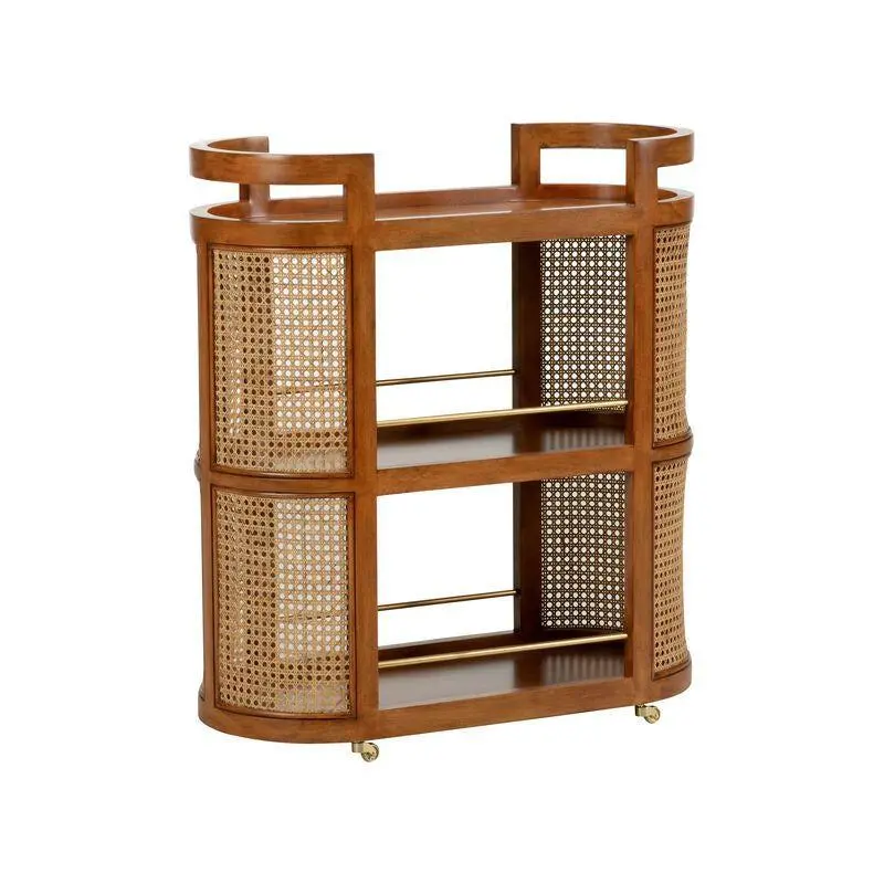 Berkshire Wooden Bar Cart – Natural Grain Serving Trolley 1