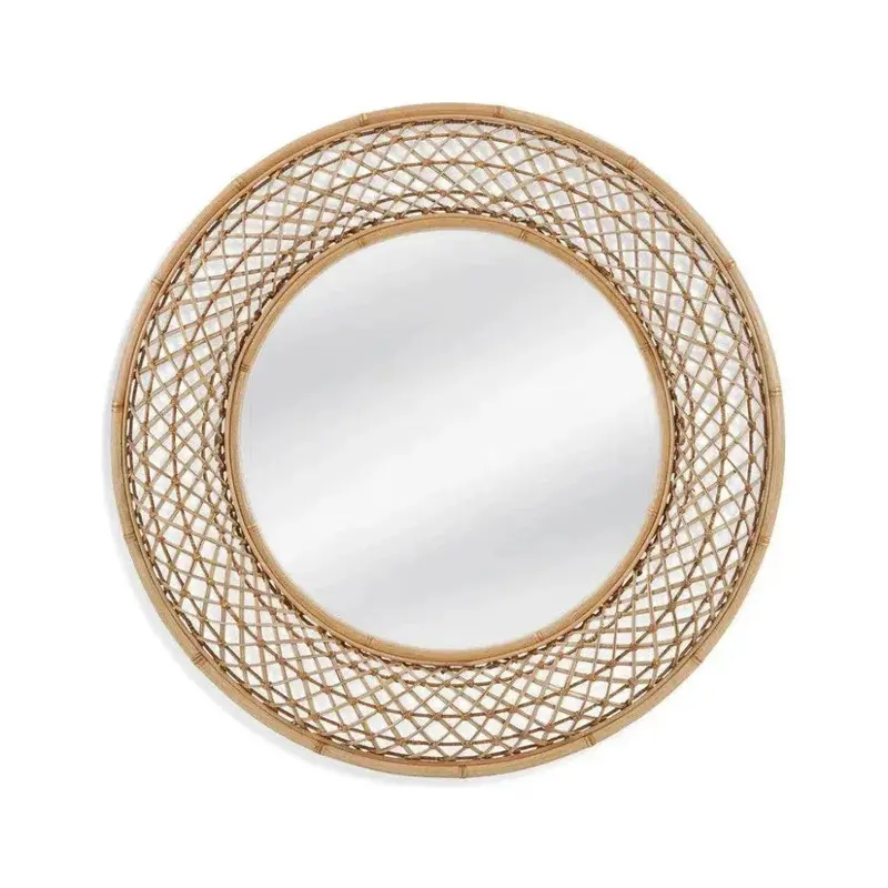 Biedel Woven Brown Wicker Wall Mirror 1